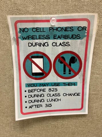 Many teachers have posted flyers in their rooms reminding students of the stricter cell phone policy.
