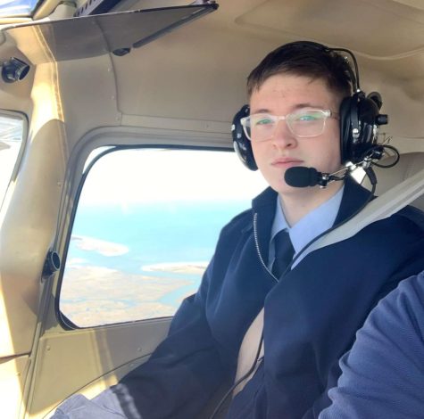 JROTC Cadet John Paul Hensley on a Civil Air Patrol flight in March. He was accepted into a flight academy for the summer.