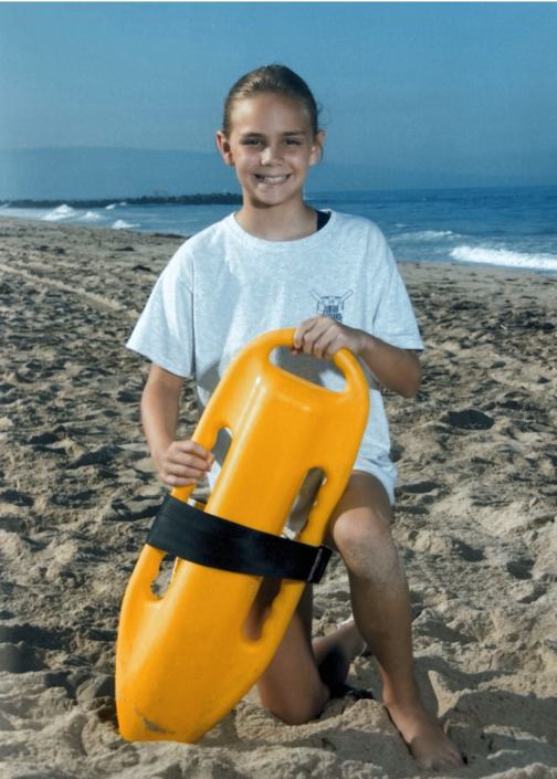 Sophomore Samantha Riley poses on the beach in El Segundo, Calif., where she was a junior lifeguard at age 10.