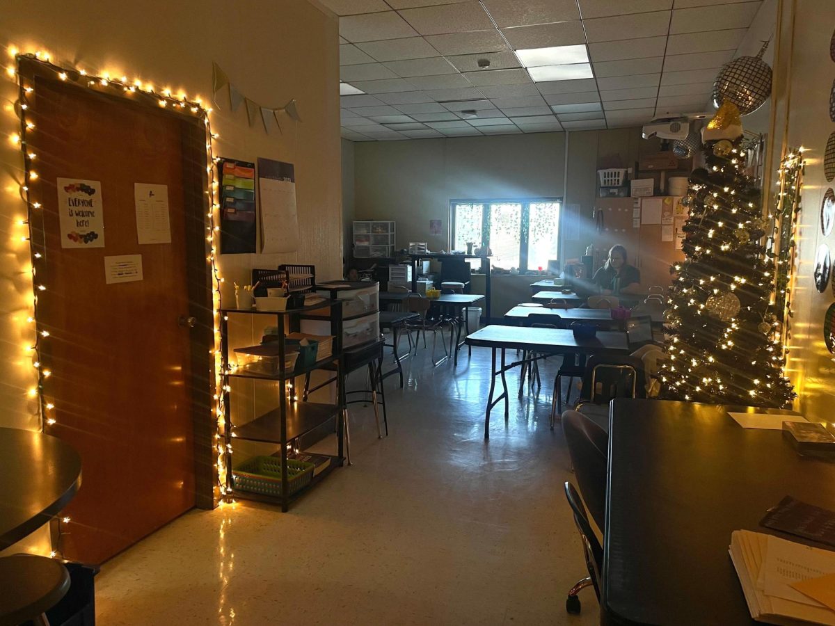 Students and staff work in a decorated room year round in Room 217-A. 