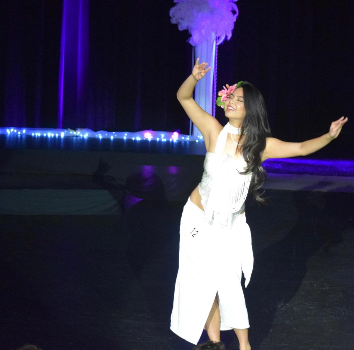 Senior Kiara Daymiel performs a Polynesian dance at the Miss Socastee Pageant. 